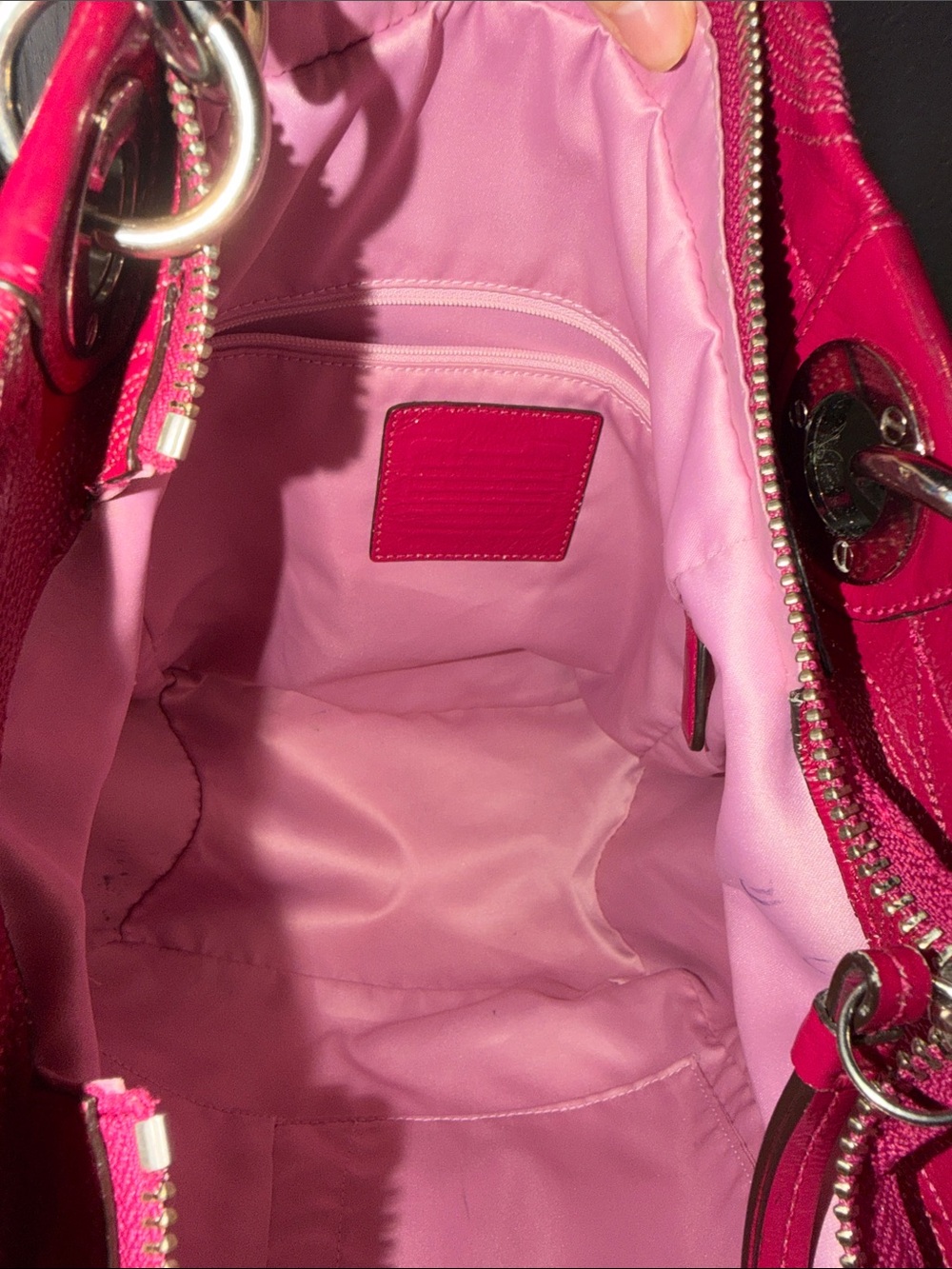 Coach Fuchsia Leather Shoulder Bag with Silver hardware - Picture 8 of 16